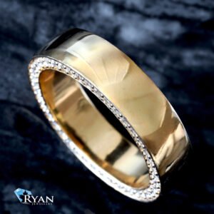 1.08ctw Classic High Polished Tiffany Band with Pavé North and South 10K Yellow Gold