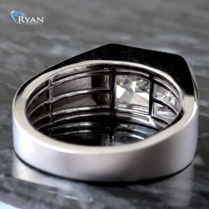 4.02ct East-West Bezel Radiant with Tapered Satin Shoulders High Polished Half Bevel Ring 10K White Gold