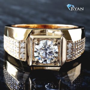 1.86ctw Round Diamond Solitaire Square Table Top Setting Three Row Graduated Round Cut Shoulders Ring 10K Yellow Gold