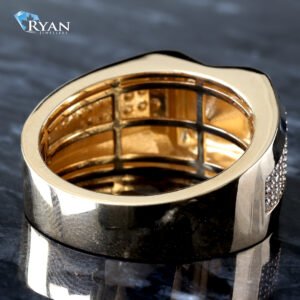 1.86ctw Round Diamond Solitaire Square Table Top Setting Three Row Graduated Round Cut Shoulders Ring 10K Yellow Gold