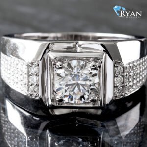 1.85ctw Round Diamond Solitaire Square Table Top Setting Three Row Graduated Round Cut Shoulders Ring 10K White Gold