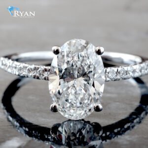 2.35ctw Oval Diamond Center with Half Eternity Pavé Shoulders Band 14K White Gold