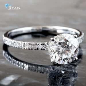 1.75ctw Round Cut Center with Half Eternity Pavé Shoulders and Hidden Halo Band 14K White Gold