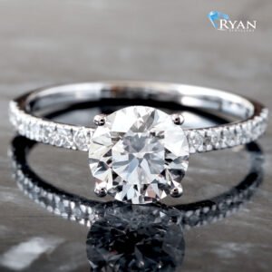 1.75ctw Round Cut Center with Half Eternity Pavé Shoulders and Hidden Halo Band 14K White Gold