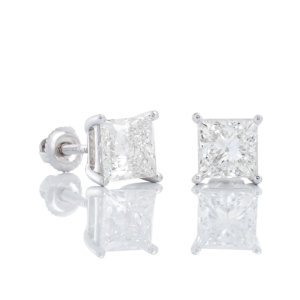 LAB EARRING GW 14K 1.00CTW PRINCESS CUT LAB CREATED DIAMOND SOLITAIRE STUD BK VS D/E SINGLE STUD
