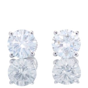 LAB EARRING GW 14K 2.01CTW ROUND LAB SOLITIARE FOUR PRONG - PUSH BACKINGS