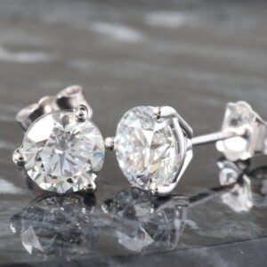 LAB EARRING GW 14K 2.11CTW ROUND BRILLIANT CUT MARTINI LAB DIAMOND STUDS