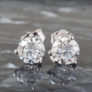 LAB EARRING GW 14K 2.09CTW ROUND BRILLIANT CUT MARTINI LAB DIAMOND STUDS
