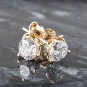 LAB EARRING GY 14K 1.44CTW ROUND BRILLIANT CUT MARTINI LAB DIAMOND STUDS