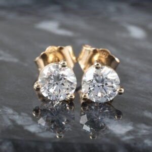 LAB EARRING GY 14K 1.44CTW ROUND BRILLIANT CUT MARTINI LAB DIAMOND STUDS