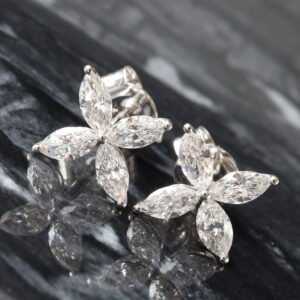 LAB EARRING 14K GW 0.78CTW TIFFANY VICTORIA INSPIRED MARQUISE STUDS