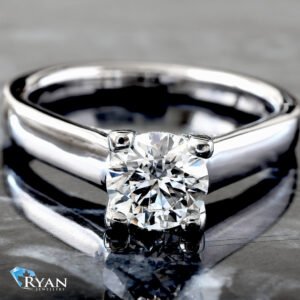 LAB RING GW 18K 1.14CTW ROUND BRILLIANT CENTER FOUR PRONG THICK HP SOFT SQUARE SHOULDERS WITH DIAMOND X PROFILE