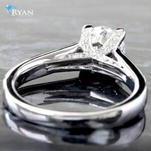 LAB RING GW 18K 1.14CTW ROUND BRILLIANT CENTER FOUR PRONG THICK HP SOFT SQUARE SHOULDERS WITH DIAMOND X PROFILE