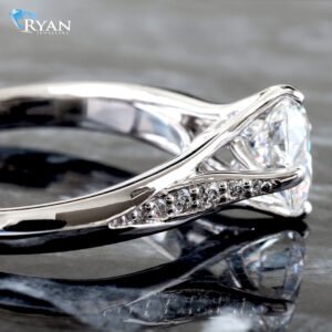 LAB RING GW 18K 1.10CTW ROUND BRILLIANT COMPASS SET SPLIT THREE ROW WITH DIAMOND PAVE ACCENT