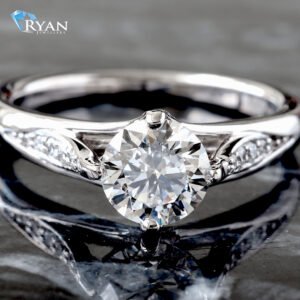 LAB RING GW 18K 1.10CTW ROUND BRILLIANT COMPASS SET SPLIT THREE ROW WITH DIAMOND PAVE ACCENT