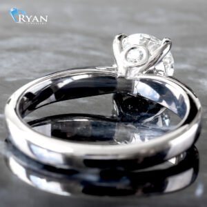 LAB RING GW 18K 1.06CTW ROUND BRILLIANT CENTER WITH HP TAPERED SOFT SQUARE EDGE CATHEDRAL SHOULDERS WITH BEZEL ACCENT AT BASKET BASE PROFILE