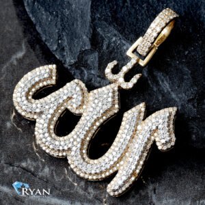 PENDANT GYW 10K 1.05CTW NATURAL TWO TONE TWO TIER DIAMOND PAVE ALLAH