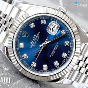 Rolex Datejust 41 Factory Blue Diamond Dial 18K Fluted Bezel Jubilee Bracelet Watch