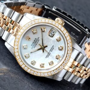Rolex Datejust 31 Custom White Mother of Pearl Diamond Dial Custom Diamond Bezel Jubilee Bracelet