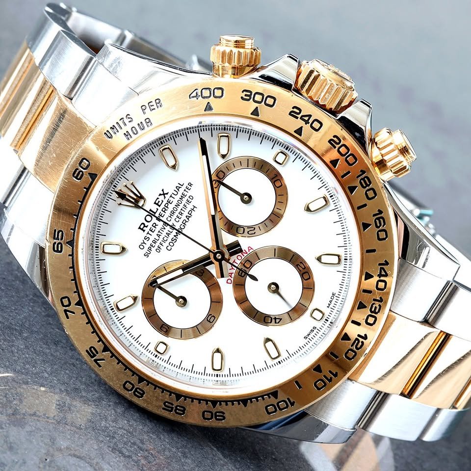 Rolex Daytona White Dial 18K Yellow Gold  Steel Watch 40MM