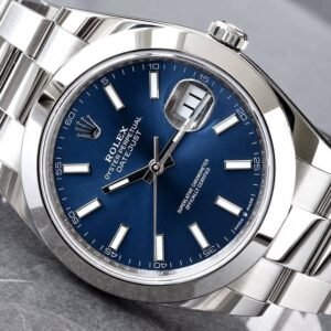 Rolex Datejust 41 Blue Stick Dial Steel Smooth Bezel & Oyster Bracelet Watch