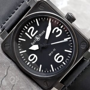 Bell & Ross BR 01-92 Automatic Black Dial 46MM Steel Leather Watch