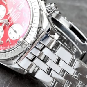 Breitling Chronomat Evolution 44MM Red Dial Steel Smooth Bracelet Watch