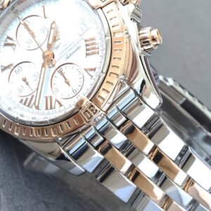 Breitling Chronomat Evolution White Dial Rose/Steel Watch Full Set