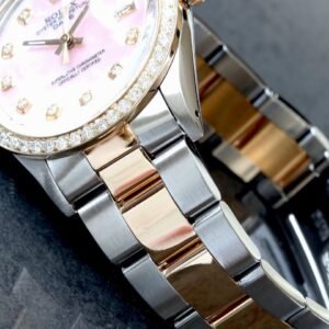 Rolex Datejust 34 Custom Pink MOP Diamond Dial & 1.75 Carat Bezel 18K/Steel Oyster Bracelet Watch