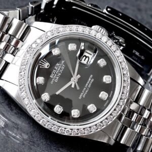 Rolex Datejust 36 Custom Black Diamond Dial & Diamond Bezel Steel Jubilee Bracelet Watch