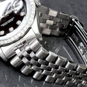 Rolex Datejust 36 Custom Black Diamond Dial & Diamond Bezel Steel Jubilee Bracelet Watch