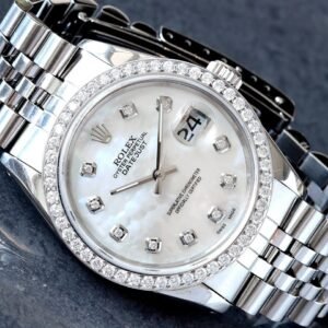 Rolex Datejust 36 Custom White Mother of Pearl Diamond Dial Custom Diamond Bezel Jubilee Bracelet
