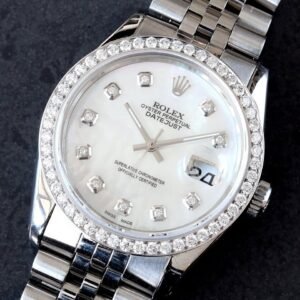 Rolex Datejust 36 Custom White Mother of Pearl Diamond Dial Custom Diamond Bezel Jubilee Bracelet