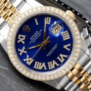 Rolex Datejust 36MM 18K Custom Blue Roman Diamond Dial & Custom Diamond Bezel Jubilee Bracelet