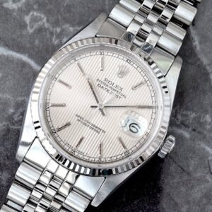 Rolex Datejust 36MM Silver Tapestry Dial Fluted Bezel Jubilee Bracelet Watch