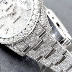Rolex Datejust II Custom 25 Carats Natural Diamond Full Pave Watch Complete Set